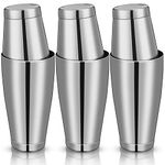 6 Pcs Cocktail Shakers Professional Bar Shaker Boston Shaker Set Stainless Steel Martini Shaker Drink Mixer Basic Tool Weighted Shake Metal Can Cocktail Shaker Set for Bartender, 18 oz, 28 oz (Silver)