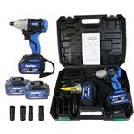 420Nm 1/2" Cordless Impact Wrench Driver 18V Electric Ratchet Rattle Nut Gun 2PCS 6.0AH Li-Ion Batteries Wheel Wrench Square Drive, 4 Socket Forward/Reverse Setting 3200RPM Lug Nut Removal