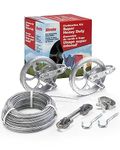 Strata Heavy Duty Clothesline Kit for Drying Clothes, Linen, and Laundry Items – 150 Feet Indoor and Outdoor Clothesline Steel Cable Hanging System for Home (Silver)