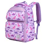 Backpack for Girls,Vaschy Kids Cute Kindergarten Preschool Children 12L Small Backpack Bookbag for School Travel Lilac Dinos