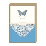 Portico Designs Blue Butterfly - Boxed Notecards Just to Say - with Gold Foil Details and co-ordinating printed envelopes, Pack of 10