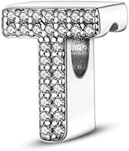 Pandach Ciondolo in Argento Sterling 925 lettere dalla A alla Z Charm Bead Compatibile con Bracciale e Collane Europei da Donna, gioielli da donna opzioni regalo