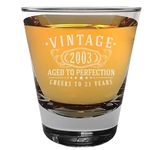 Vintage 2003 Etched 1.75oz 1pk Shot Glass – Happy 21st Birthday Gifts Women Men, Cheers to 21 Years, Turning 21 Year Old Woman Decorations Decor, Anniversary Bday Party Favors Best Gift Ideas 1.0