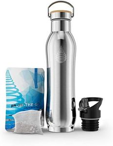 pH Active Insulated Water Bottle - Filtered Alkaline Water Bottle - Stainless Steel Water Bottle - Includes Alkaline Water Filter, Plus Bonus Sports Gym Lid - Double Walled Metal - New 2019 Model