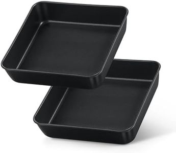 E-far 8x8 Inch Square Baking Pan, Nonstick Stainless Steel Square Cake Pans Set of 2, Metal Square Pan Set for Baking Cake Lasagna Brownies, Non-Toxic & Easy Release, Rust Free & Oven Safe