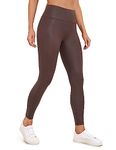 CRZ YOGA Women's Butterluxe Matte Faux Leather Leggings No Front Seam High Waist Stretch Gym Leggings Pleather Pants - 26.5'' Taupe Classic Pattern 12