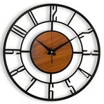 Antique Decorative Big Size Metal and Wooden Wall Clock Size 40Cm (15inch) for Living Room, Dining Room, Bedroom, Kitchen, Bathroom, Office, Home Decor