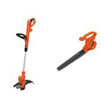 BLACK+DECKER String Trimmer & Edger with Auto Feed, Lightweight Corded Electric, 6.5-Amp, 14-Inch (BESTA510-CA) & Electric Leaf Blower, 7-Amp (LB700)