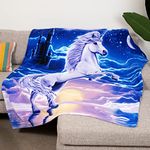 Dawhud Direct Unicorn Fleece Blanket for Bed 75" x 90" Queen Size Unicorn Fleece Throw Blanket for Girls, Women, Men and Kids Super Soft Plush Unicorn Blanket Throw Fleece Unicorn Blanket