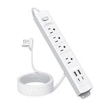 TROND 10ft Long Extension Cord with 2 USB C, ETL Listed, Ultra-Thin Flat Plug Power Bar Surge Protector, Slim Power Strip, 4 Outlets 4 USB Ports, Wall Mount, Home Office Collge Dorm Room Essentials