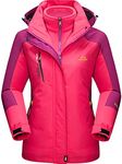 TACVASEN Warm Jackets Ladies Waterproof winter jacket Fleece Outdoor 3-in-1 Jacket Softshell Rain Snow Skate Parka Snowboard Skiing Hooded Jacket