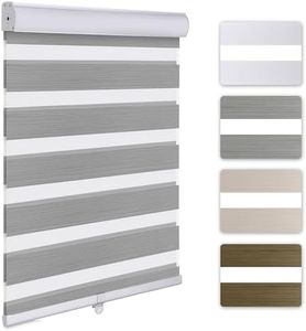 YOOFEN Horizontal Window Blinds Dual Layer Zebra Roller Shades for Windows Cordless Day Night Blinds Custom That Can Be Upgraded to Motorized Light Filtering Sheer Shades for Home.Gray,Any Size
