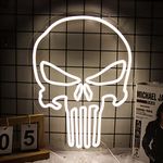 JFLLamp Skull Punisher Neon Signs for Wall Decor Punisher Logo Neon Lights for Bedroom Led Signs Suitable for Man Cave Living Room Bar Cafe Unique Gift for Lover, 5V USB Power 16.5 * 13 Inch(White)