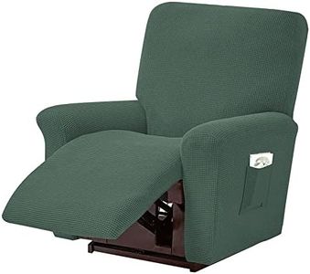 Jacquard Recliner Chair Covers, Stretch Polyester Spandex Recliner Cover 4 Pieces, Reclining Chair Cover with Elastic Side Pocket, Armchair Cover for Living Room Recliner Couch Cover (Color : #50, S