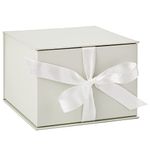 Hallmark Medium Gift Box with Lid and Shredded Paper Fill (Grey White 7 inch Box) for Weddings, Bridal Showers, Graduations, Birthdays, Bridesmaids Gifts, All Occasion