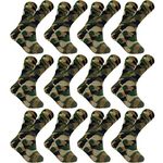 Cotson Men's Woollen Cotton Army Patterned Camouflage Socks (Olive Green, Pack of 12)