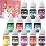 12 Colours Gel Food Colouring - Icing Gel Colours Set with Gloves, Gel Food Colouring for Cake Decorating, Baking, Macarons, Buttercream, Easter Eggs and DIY Crafts -Vegan, Gluten Free (6g Each)