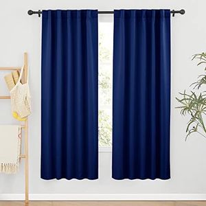 RYB HOME Blackout Drapes Thermal Winter Curtains Windows Treatment Back Tab/Rod Pocket 2 Haning Methods Room Darkening Privacy Protect Boys' Bedroom, 42 x 72 inch, Navy Blue, Set of 2