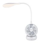 Bajaj AirLight 85 mm Personal Rechargeable Fan with Task lighting |8 W Table Fan| 360-Degree Table Lamp| 3-6 Hours* Battery Backup| Silent Operation| USB Charging Fan| 1-Yr Warranty White