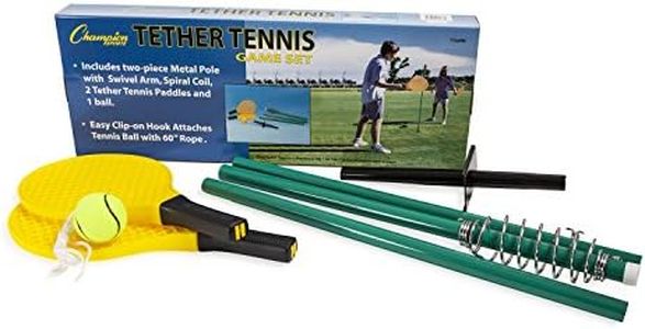 Champion Sports Tetherball Tennis: Swingball Outdoor Lawn Game for Kids, Adults, and Families - Backyard Tether Kit with Tennis Ball and Paddle Set