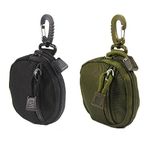 2Pcs Tactical Coin Purse,Hanging EDC Pouches with Hook ​for Coin Headset Keychain Key (Black+Green)