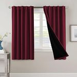 H.VERSAILTEX 100% Blackout Curtains for Bedroom with Black Liner Full Room Darkening Curtains Thermal Insulated Back Tab/Rod Pocket Window Drapes for Living Room, 2 Panels, 42 x 63 Inch, Burgundy