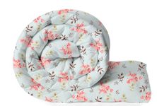 VAS COLLECTIONS 220 GSM Reversible Microfiber AC Comforter/Duvets for Summer | All Season Single Size 3 Layered Quilted Blanket for Single Bed (230 cm x 150 cm, Floral,Floral Aqua and Pink)