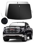 TOPASHDE Front Windshield Sunshade Compatible with GMC Sierra 1500 2500 3500 SLT, AT4, Denali Pickup (2019-2024) Accessories - 210T Double Layer Foldable Front Sun Shield Protector