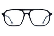 ENAK EYE Plastic Full Rim Dual Tone Eyewear with Spring Hinge, Double Bridge for Men (Black-Blue)