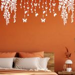 ARandNJ Combo Painting Wall Stencils (Size - 16X24 Inch) Creeper Botanical Theme- Cherry Falling Leaf & Hanging Butterfly DIY Reusable Design Ideal for Bedroom, Drawing Room, Living Room, (Pack of 2)