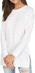 levaca Womens Fall Long Sleeve Sweatshirt Side Split Loose Casual Tunic Tops White L