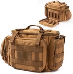 ADUSASA Pistol Bag Tactical Gun Range Bag Deluxe Pistol Shooting Range Duffle Bags with 16 Magazine slots for 4 Pistols (Khaki)