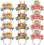 KKBES 12 Pack Happy Birthday Headbands, Paper Birthday Party Hats, Birthday Hats for Adults and Kids, 3 Patterns