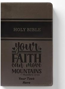 Personalized KJV Deluxe Gift Bible with Custom Engraved Text and Verse Design: Red Letter, Comfort Print, Leathersoft, Gray