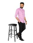 fibermill Men's Cotton Blend Solid Fullsleeve Casual Collarless Shirt (Pink).