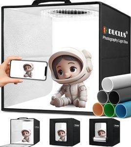 DUCLUS Photo Box, 25 x 25 cm Photo Studio Set for Product Photography, Foldable Mini Light Box with 96 LEDs, 6 Waterproof PVC Backgrounds for Small Items