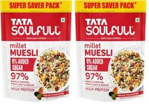 Tata Soulfull 0% Added Sugar Millet Muesli, 700 g, High Protein, Rich in Fibre, 97% Wholegrains, Fruit, Nut & Seeds, Contains Ragi Flakes, Contains Almonds, Flax Seeds, Chia Seeds, Pumpkin Seeds