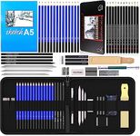 48-Pieces Professional Drawing Pencils Sketch Kit for Artist Painting Shading Pencil Set with Sketching Book, Zipper Carry Bag Drawing Kit