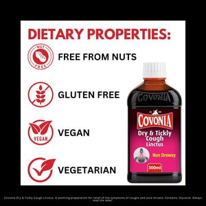 Covonia Dry & Tickly Cough Syrup, Non-Drowsy, 300ml – Sore Throat Relief