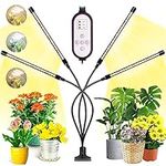 Garpsen Grow Lights for Indoor Plants, 80 LEDs Full Spectrum Led Plant Grow Light, 10 Dimming Level & 4 Heads Grow Lamp with Timer 360°Adjustable Gooseneck for Seedlings and Succulents