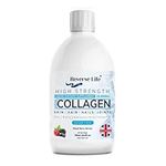 Reverse Life Marine Collagen Liquid Supplement Drink - High-Strength 10,000mg Hydrolysed Peptide Infused with Vitamin,C, D, Hyaluronic Acid, Biotin for Hair, Skin, Joints and Nails, 500ml