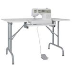 Sew Ready Multipurpose, Folding Sewing Table, Desk, Alloy Steel, Silver/White, 47.5" W x 28" D x 30" H