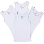 Buyless Fashion Girls Tagless Cami Scoop Neck Undershirts Cotton Tank with Trim and Strap (4 Pack) - TW14-GW-1-2 White