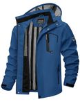 TACVASEN Men's Lightweight Rain Jacket with Hood Winter Jacket for Men Denim Blue Windbreaker Jacket Waterproof Shell Jacket Outwear Windproof Coat,M