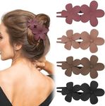 KICOSY 4PCS Flower Flat Claw Clips for Women Flat Claw Clips for Thick Hair Styling Clips No Bend Alligator Hair Clips Duck Billed Hair Clips Matte French Hair Clips Hair Barrettes