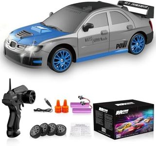 Remote Control Car RC Drift Car 2.4GHz 1:24 Scale 4WD 15KM/H High Speed Model Vehicle with LED Lights Drifting Tire Racing Sport Toy Car for Adults Boys Girls Kids Gift 2Pcs Rechargeable Batteries