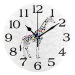 linomo Abstract Colorful Giraffe Wall Clock Decor, Silent Non Ticking Round Clock Quiet for Kitchen Living Room Bedroom Bathroom Office