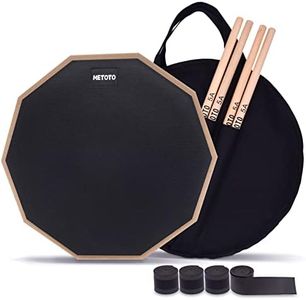 METOTO Snare Drum Practice Pad for Drumming,12-Inch Double Sided Practice Drum Pad and Sticks（2 Pairs),Drum Pads Storage Bag,Drum Practice Pads (Black)