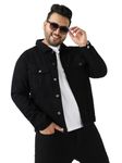 Urbano Plus Men's Black Regular Fit Washed Full Sleeve Denim Jacket (plusjaktp-denim-black-4xl)