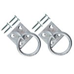 TERF® Heavy Duty Galvanised Security Ring on Plate Hooks 50mm (2 inch) Pad Eye Plate with Hole Ceiling Hook Wall Mount Hook with Screws for Wall Ceiling Hanging and Multi Purpose Use - Pack of 2